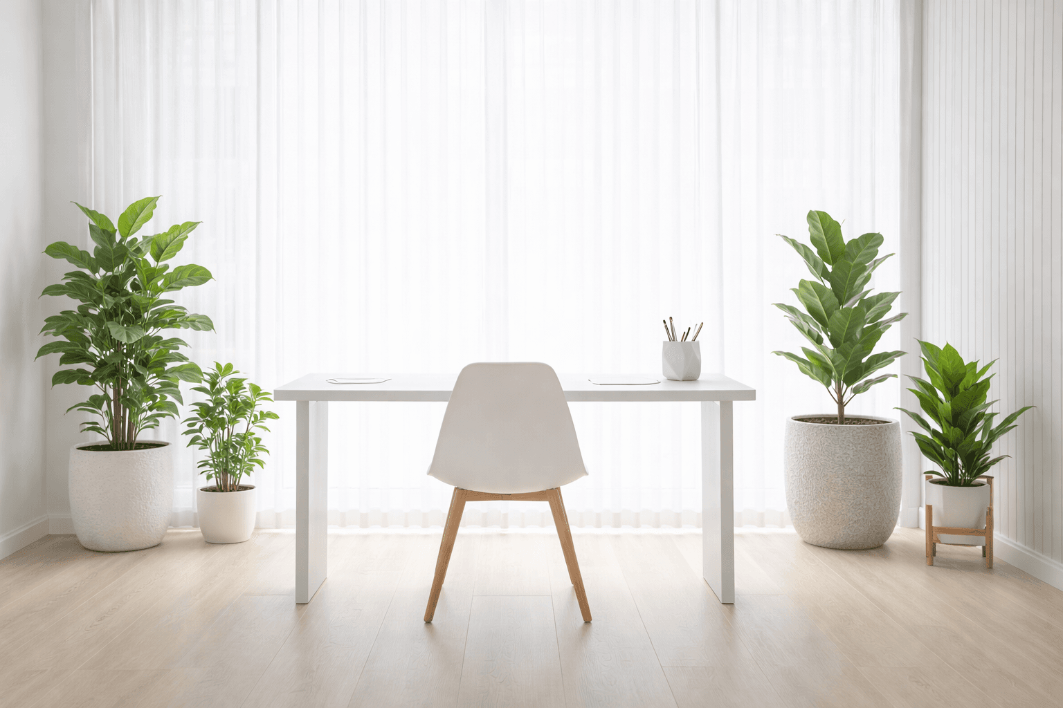 Serene consultation room with plants and natural light
